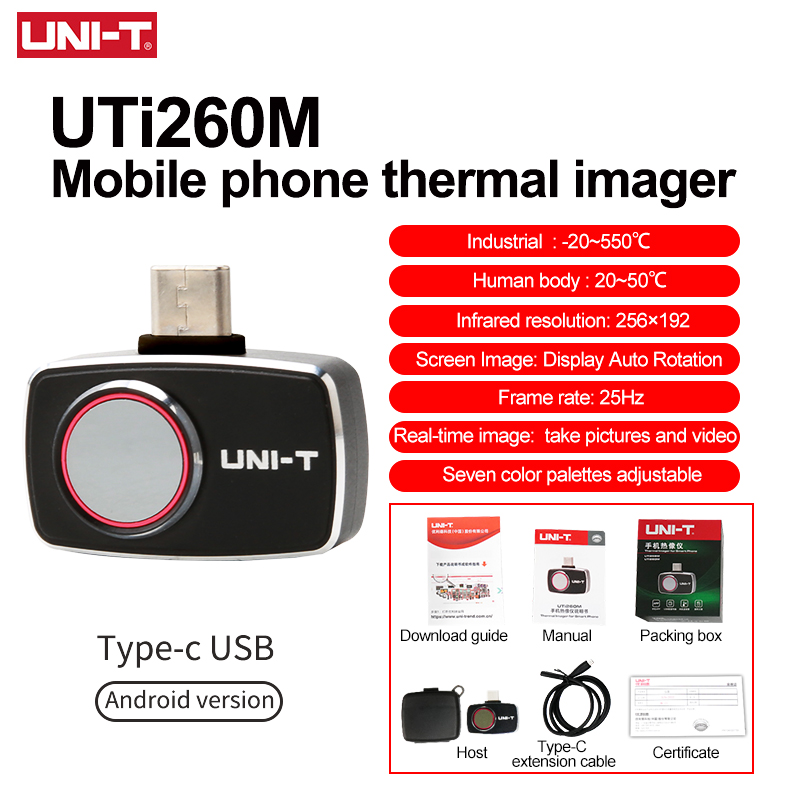 Thermal Imaging Camera 256X192 - UNI-T 휴대폰용 열화상 카메라 UTI260M UTI256M